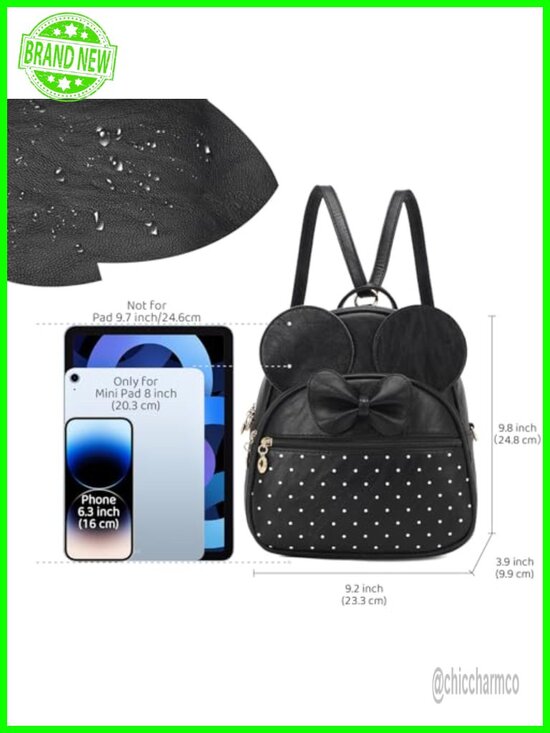 Cute Mini Backpack Bowknot Polka Dot Convertible Shoulder Bag Purse Faux Leather main image 4